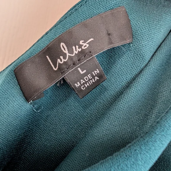 2/$10 Lulu's Hunter Green One Shoulder Midi Dress - Picture 4 of 5